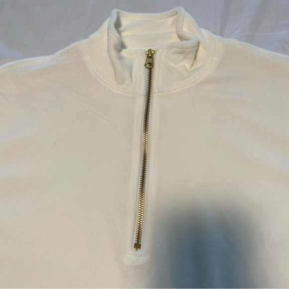 NWOT  Avia Velour Ivory White 1/4 Zip Cropped Pullover Jacket Size XS Oversize - Picture 5 of 9